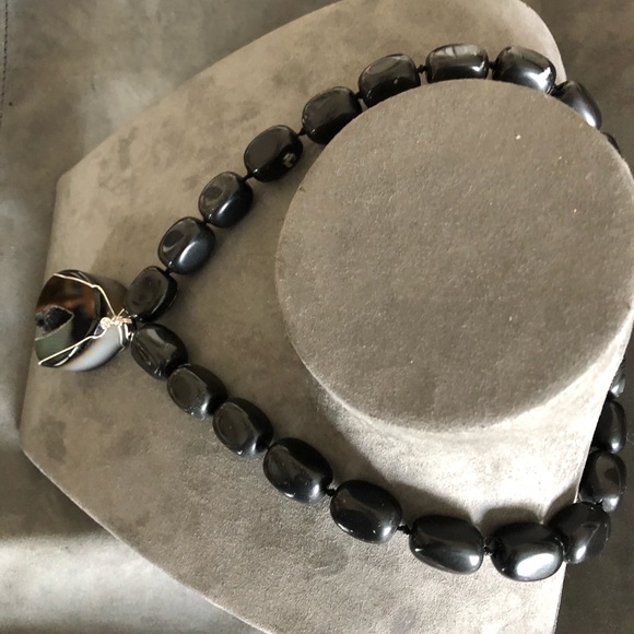 Heavy Vintage 1990 Chunky genuine agate geode stone necklace. - Picture 7 of 8